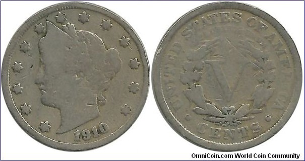 USA 5 Cents 1910