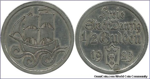 Danzig-Freie Stadt ½ Gulden 1923