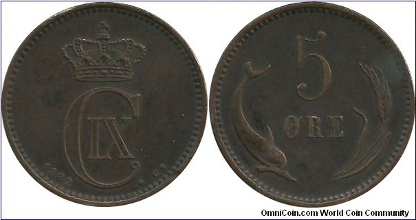 Denmark 5 Ore 1882