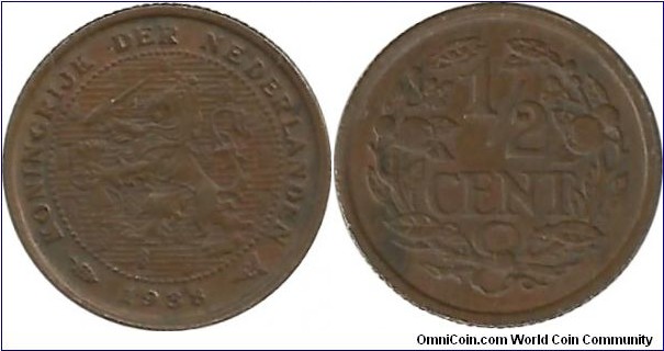 Nederland ½ Cent 1938