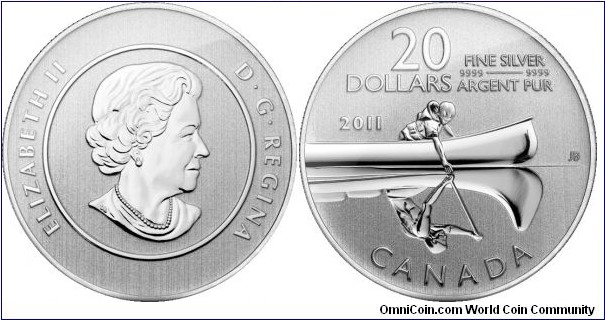 Canada, 20 dollars, 2011 $20 for $20 Fine Silver Coin Series - Canoe
