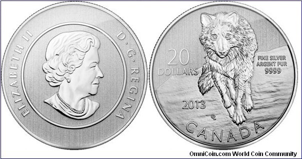 Canada, 20 dollars, 2013 $20 for $20 Fine Silver Coin Series - Wolf 