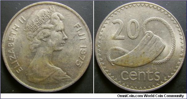 Fiji 1975 20 cents. Weight: 11.48g. 