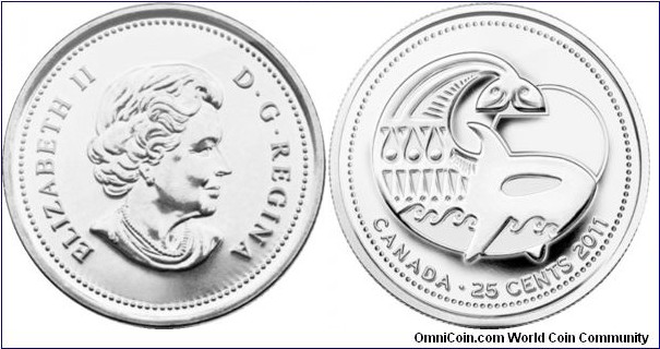 Canada, 25 cents, 2011 living Canadian legends, Orca Whale