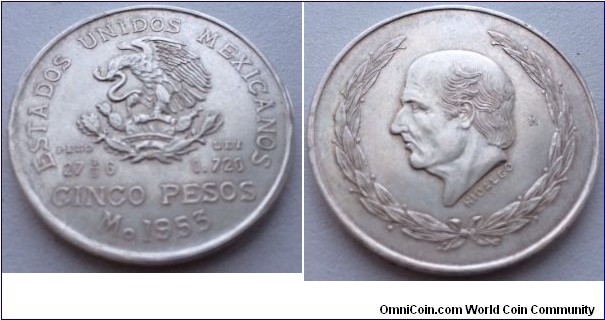5 Peso, 27-7/9 Gr Silver 0.72