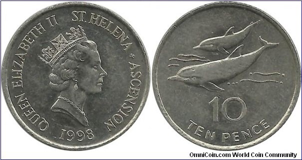 StHelena&Ascension 10 Pence 1998 - Reduced size
