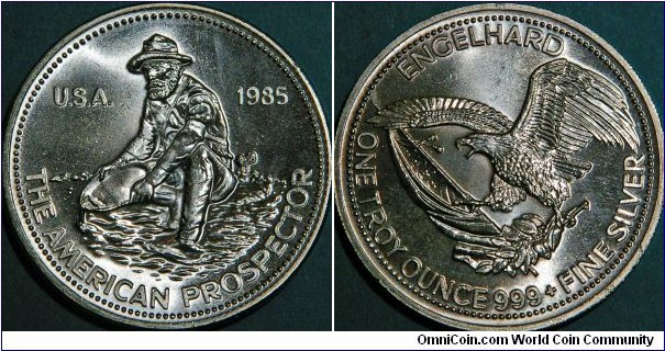 American Prospector, classic Engelhard 1 oz Ag bullion coin.
