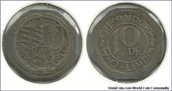 Germany-Notgeld 10 Pfennig 1918 - Oberndorf  (Württemburg)