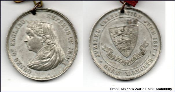 Queen Victoria Commemorative Jubilee Medal issued in Great Yarmouth