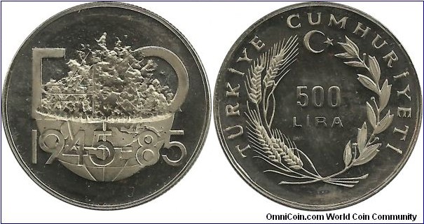 Türkiye 500 Lira 1985-FAO