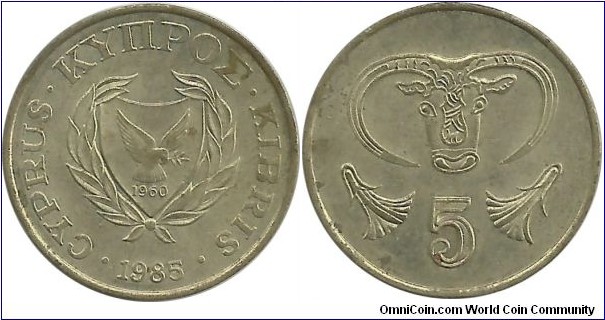 Cyprus 5 Cents 1985