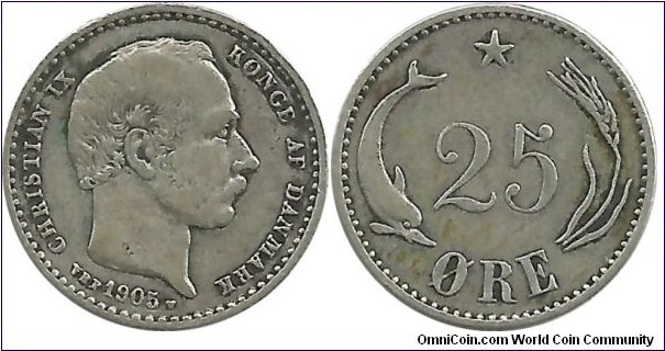 Denmark 25 Øre 1905