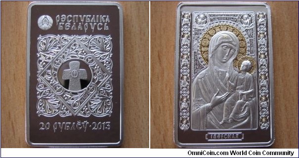 20 Rubles - Iverskaya icon - 31.1 g Ag .925 Proof - mintage 10,000