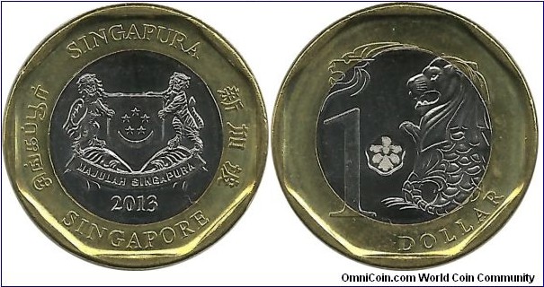 Singapore 1 Dollar 2013