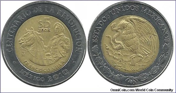 Mexico 5 Pesos 2008-Francisco Villa