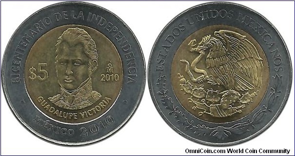 Mexico 5 Pesos 2010-Guadalupe Victoria