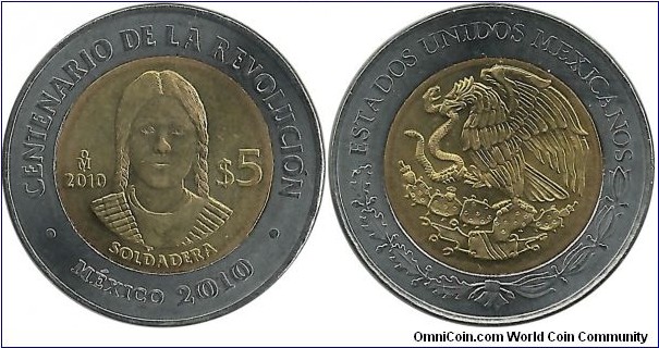 Mexico 5 Pesos 2010-Soldadera