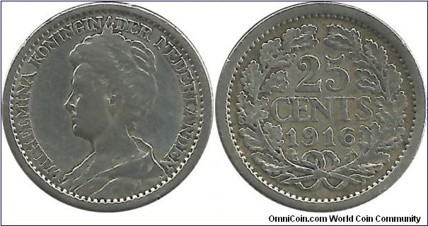 Nederland 25 Cents 1916