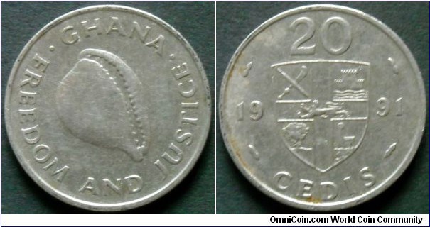 Ghana 20 cedis.
1991, KM#30