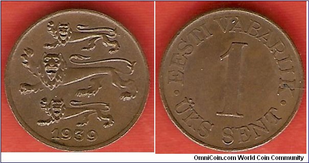 1 sent 1939 (thick planchet), bronze