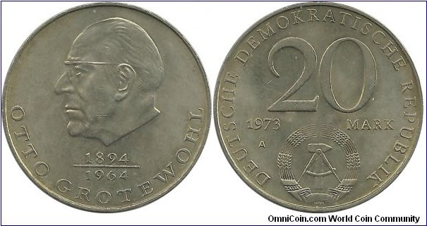 Germany-DDR 20 Mark 1973-Otto Grotewohl
