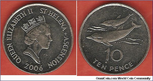 10 pence 2006 / copper-nickel / dolphins