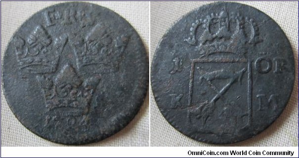 1724 sweden 1 ore decent detail