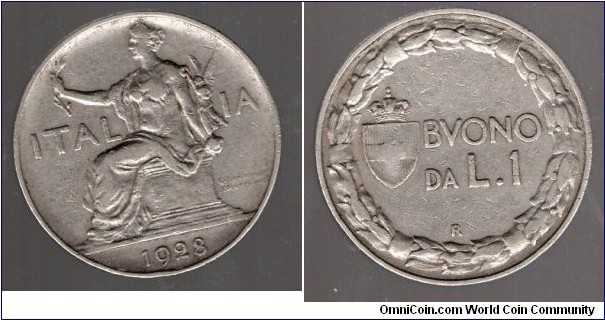 1 Lira 
Mint Mark R = Rome