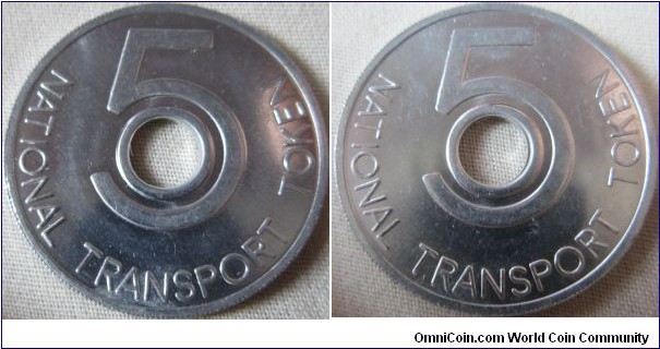 undated British transport token 5P