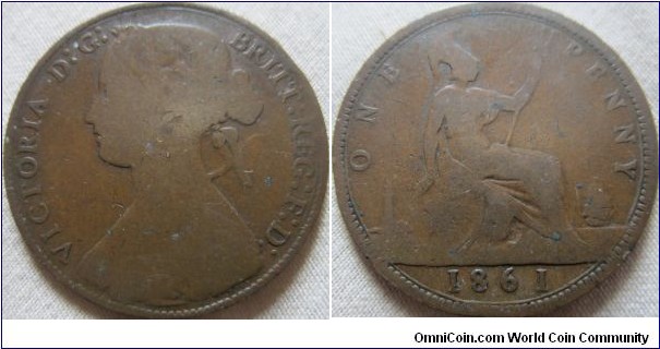 1861 penny 4+D