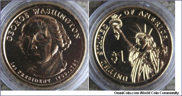 George Washington dollar gold plated