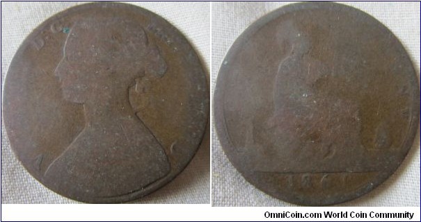 1861 penny low grade possibly 4+D