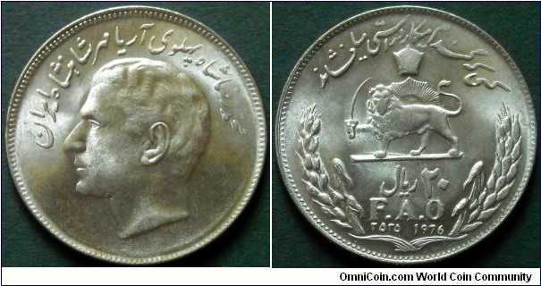 Iran 20 rials.
1976, F.A.O.