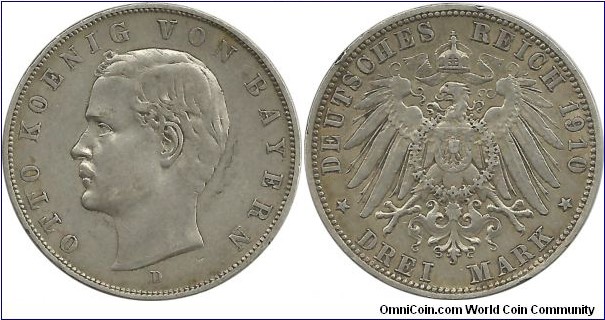 Germany-Bayern 3 Mark 1910D