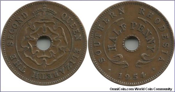 Southern Rhodesia ½ Penny 1954