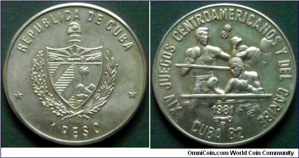 Cuba 1 peso.
1981, XIV Central American and Caribbean Games - Boxers.