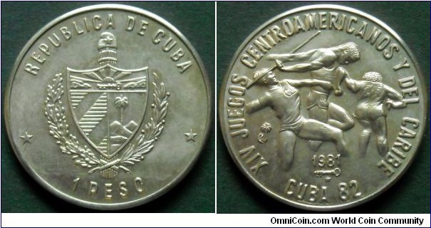 Cuba 1 peso.
1981, XIV Central American and Caribbean Games - Athletes.