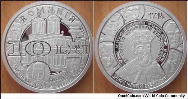 10 Lei - St martyr Brancoveanu - 31.1 g .999 silver Proof - mintage 250 pcs only !