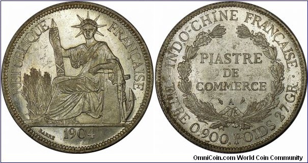 French Indochina, Piastre, Paris mint. PCGS MS61.