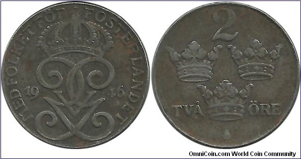 Sweden 2 Öre 1946 (Fe)