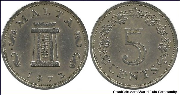 Malta 5 Cents 1972