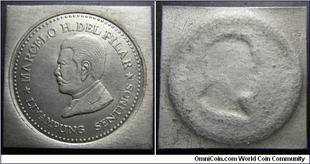 Philippines 1967 50 sentimos pattern. Struck on thin lead planchet as a klippe. Weight: 9.06g 