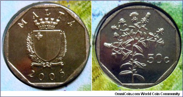 Malta 50 cents from 2005 mintset.
