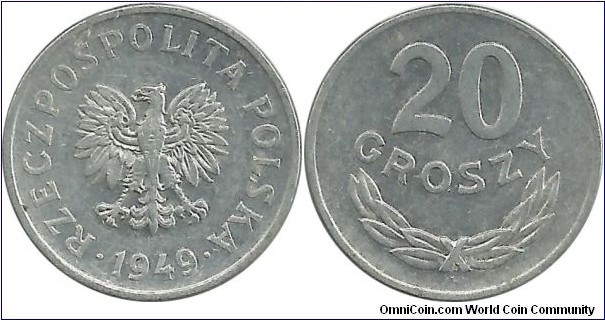 Poland 20 Groszy 1949-Al