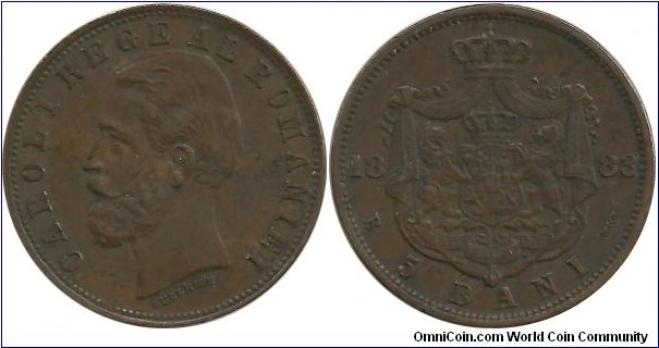 Romania-Kingdom 5 Bani 1883B