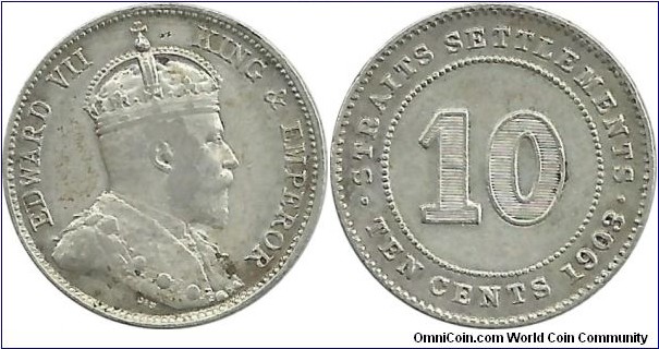 StraitsSettlements 10 Cents 1903