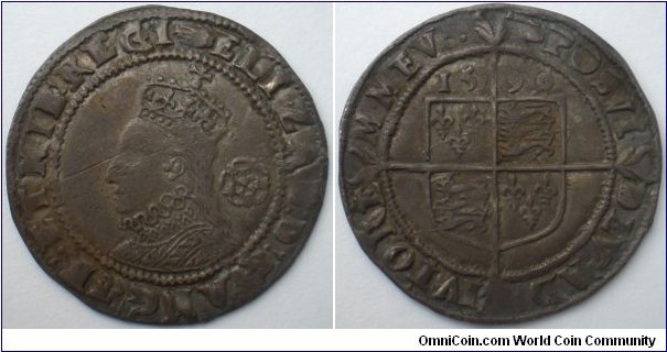 Elizabeth I 1590 hammered sixpence mm hand and a rare mark