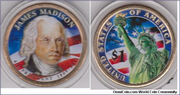 4th President James Madison 1$ 1809-1817