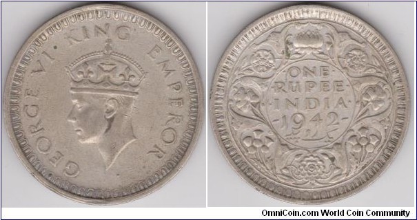 George VI One Rupee India 1942
