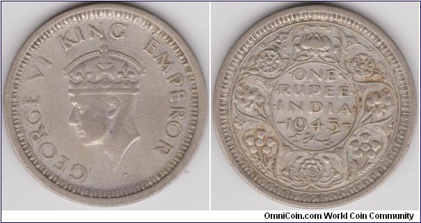 George VI One Rupee India 1945
